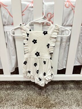 Cream Floral Ruffle Baby Romper